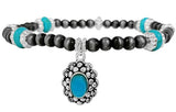 Silver Navajo Pearl bracelet with Turquoise charm
