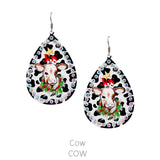 JOY Cow print Christmas earrings
