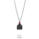 Silver tooled cattle tag necklace with Pink  stone