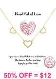 Gold triple open heart necklace