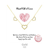 Gold triple open heart necklace