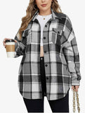L,XL,2X,3X : Grey plaid shacket