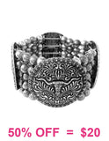 Steer Concho Silver stretch bracelet
