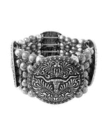 Steer Concho Silver stretch bracelet