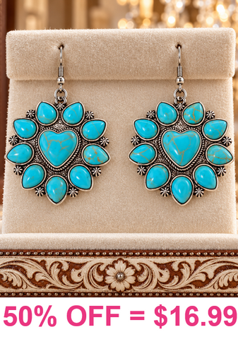 Turquoise Heart concho earrings