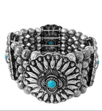 Round Concho silver stretch bracelet