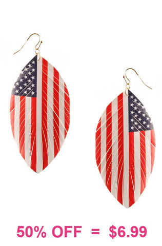 USA Flag feather earrings