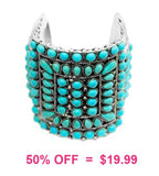 Turquoise Rectangle Concho Wide Cuff Bracelet