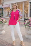 Large Pink Top floral bell sleeve