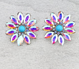 Western Flower Stone Stud Earrings