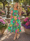 S,M,L : Green , Pink Floral, Dress