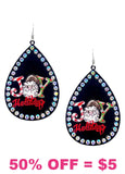 JOY Holidays black teardrop bling trim earrings