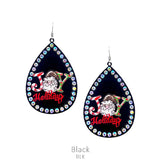 JOY Holidays black teardrop bling trim earrings