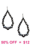 Silver teardrop beaded Navajo pearl earrings