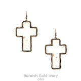 Cream stone Cross earrings