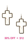 Cream stone Cross earrings