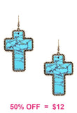 Turquoise stone Cross earrings