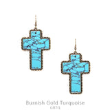 Turquoise stone Cross earrings