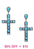 Turquoise stones Cross dangle earrings