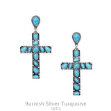 Turquoise stones Cross dangle earrings