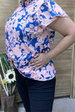 Blush & Blue floral top with cap sleeves