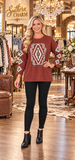 Brown Tribal long sleeve top