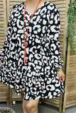 3X left Black & Ivory Leopard long sleeve dress