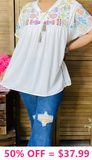 White light weight top with Embroidery