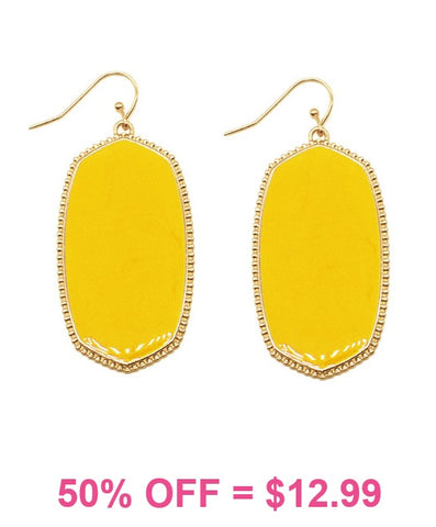 Yellow Oval Earrings