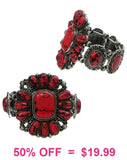 Red Stone Western Concho Stretch Bracelet