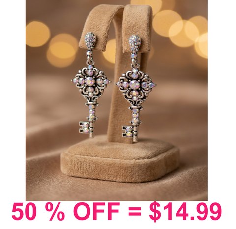 Western Rhinestone Key Post Earring