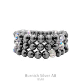 Silver Navajo pearl & Crystal 3 piece bracelet set