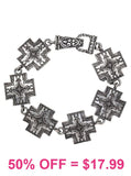 Silver Western cross bracelet with magnetic clasp