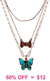 Copper necklace with Turquoise butterfly charm