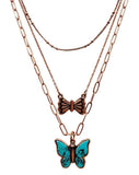 Copper necklace with Turquoise butterfly charm
