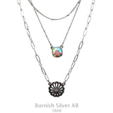 Silver 3 layer Western bling necklace