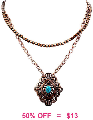 Copper necklace with small concho pendant