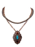 Copper necklace with medium concho pendant