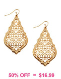 Gold Lattice Moroccan teardrop earrings