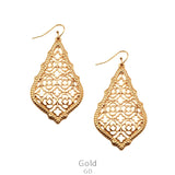 Gold Lattice Moroccan teardrop earrings