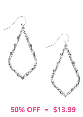 Silver Bling Rhinestone outline earrings