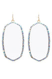 White Oval Earrings with bling trim