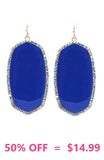 * Blue Oval Earrings with bling trim