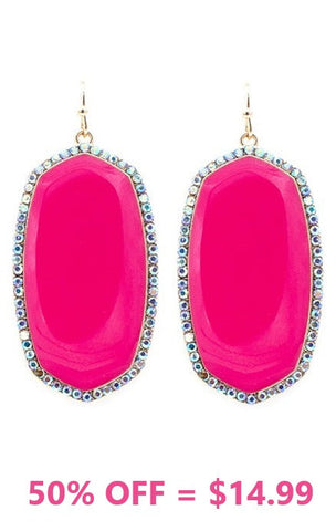 Pink Oval Earrings with bling trim