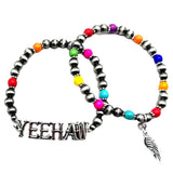 YEEHAW Silver stretch bracelet set