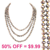 Taupe crystal 60" layering long necklace
