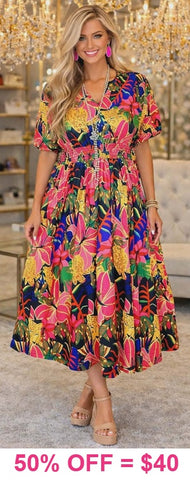 Tropical Floral, Cheetah print dress