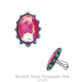 Pink oval bling ring turquoise stone trim