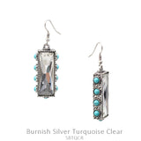 Bling rectangle earrings with turquoise stone trim