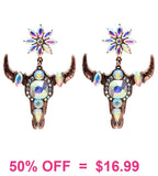Copper & Bling Steer dangle Earrings
